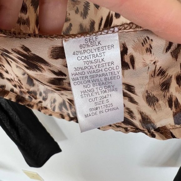 Altar'd State leopard print silk chiffon semi sheer blouse - Picture 6 of 8